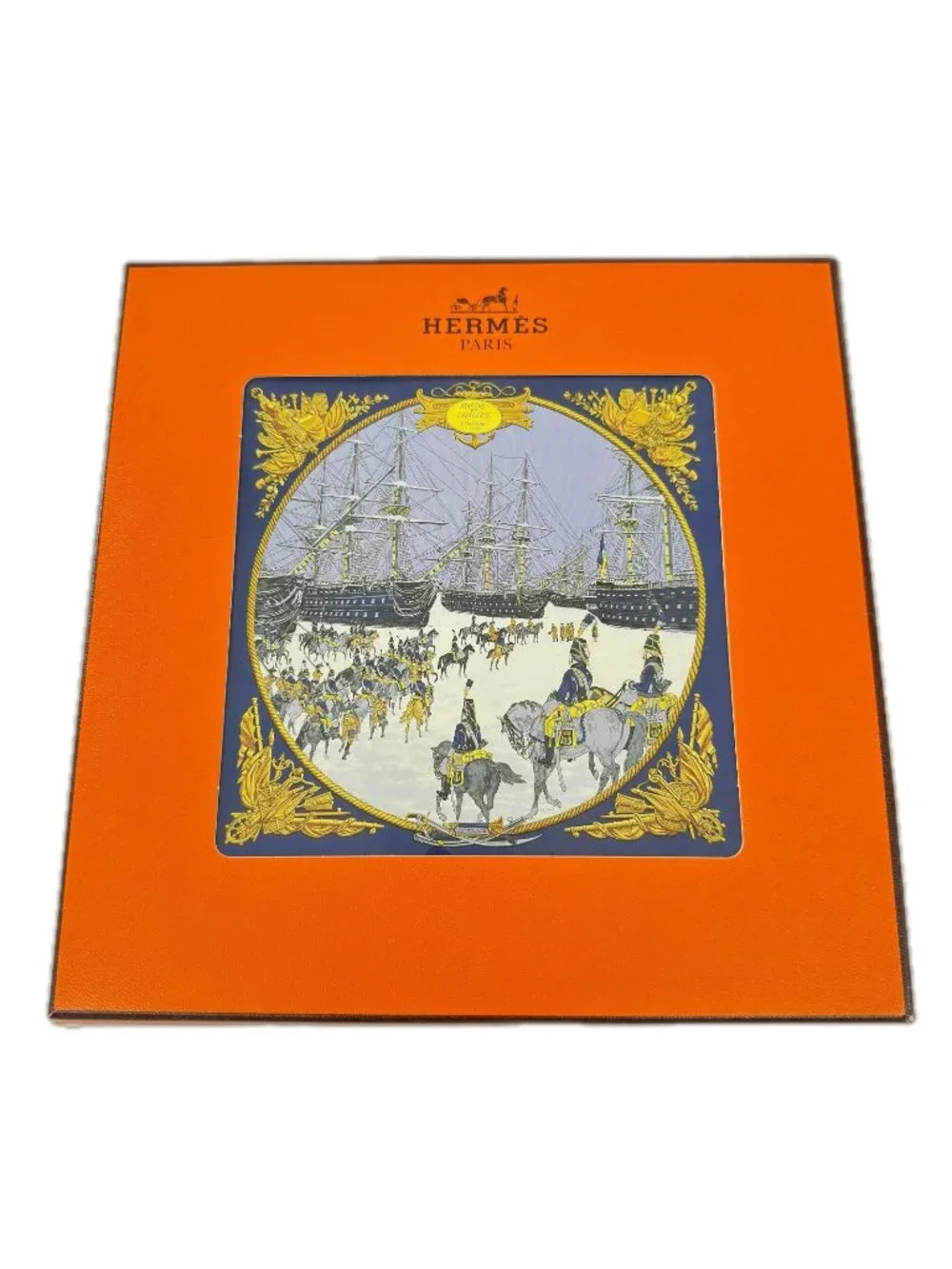 Hermes Scarf Horse Sea and Cavalry Silk 100% Blue